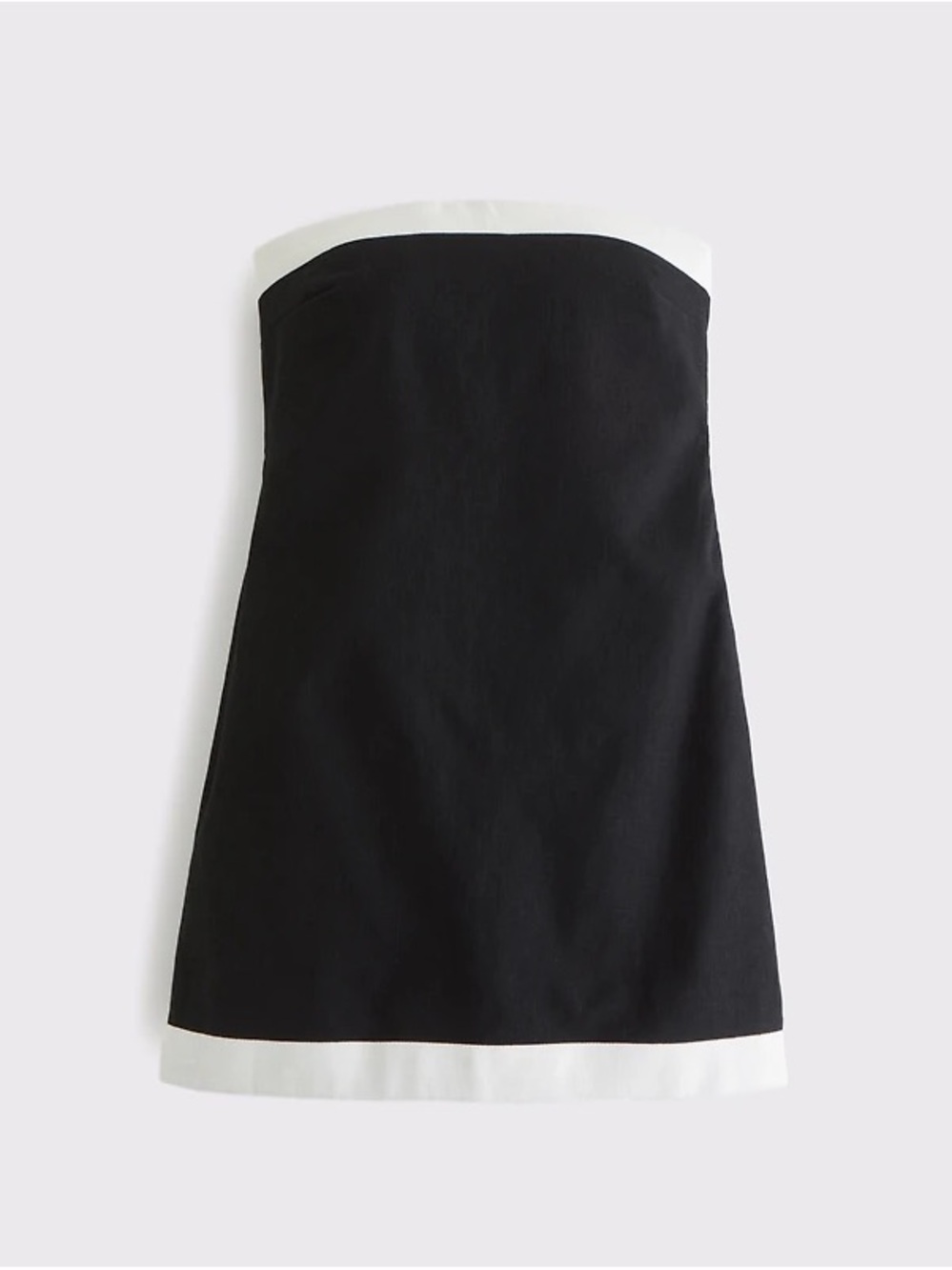Abercrombie & Fitch Black Strapless Mini Dress with White Trim built in shorts - Picture 2 of 5
